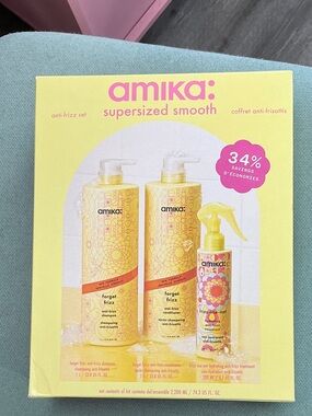 amika Supersized Smooth Forget Frizz Kit - Yellow with Pink Accents